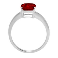 2.0ct Asscher Cred Red Natural Garnet 18k bijelo zlato Angažovane prstene veličine 7,25