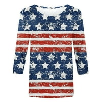 USMIXI ljetna kauzalna košulja za žensko-neovisnosti Dnevne zvijezde prugaste bluze za ispis Dame Ladies