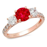 2.02ct okrugli rez ružičasti simulirani turmalin 18k ružičasti ružin zlato graviranje godišnjica Angažovanost vjenčanja Trobotna prstena veličine 7,75