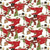 Snowman scenska božićna tkanina od strane Susan Winget