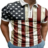 Rejlun Men Polo majica Dan neovisnosti T košulje Kratki rukav Tee Casual Pulover Patriotska bluza za