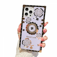 Kvadratna svetlost ljubičasta futrola kompatibilna s iPhone Pro max, luksuzno djetelina uzorak otporna
