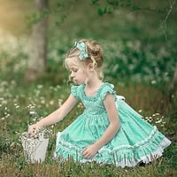 Dječja odjeća za djevojke Dječje djece Dječje djevojke Ruched ruffles čipka ljetna princeza haljina