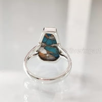 Oyster bakar tirkizni prsten, prirodni tirkizni prsten, decembar, ženski prsten, lijezni prsten, sterling