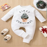 Qinghua novorođenčad Dječji božićni slovo i drvo ispis dugih rukava rubper kombinezon bodysuit odjeća