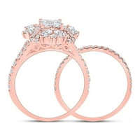 14kt Rose Gold Princess Marquise Diamond Bridal Set za vjenčanje 1- CTTW