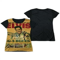 Elvis Presley King of Rock Icon G.i. Blues Poster Juniors Black Back Majica Tee