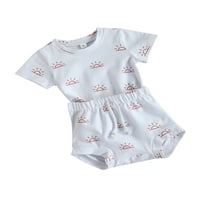 Sunitory Newborn Baby Boy Djevojke Outfits Podesite majicu kratkih rukava + kratke hlače bijela 12-mjeseci