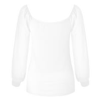 Luiyenes Women Modna košulja Polka Dot Šifon Solid Slim Patchwork Puff rukava Elegantna casual top bluza