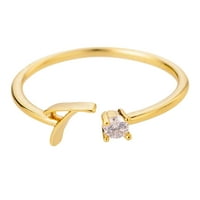 Duhgbne Fashion Gold Personalizirani početni prsten za prsten Personalizirani početni slovo Otvoreni prsten s dijamantnim prstenom za žene za žene