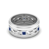 Kvadratni sintetički plavi safir Sterling srebrni upleteni konop za žene za žene vjenčani prsten