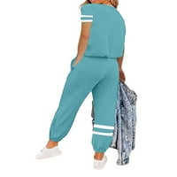 NIUER Ljetni kratki rukav Jogging Actither Set za žene Striped casual odjeće Set Duweit Jogging odijelo