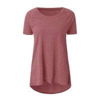 Pxiakgy ženska moda plus veličina okrugla vrata kratka majica s kratkim rukavima bluza ružičasta l