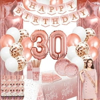 30. rođendan ukrasi za žene nju - ružin zlatni baner, pozadine folije, baloni, p