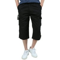 Symoid muns capri pantalone - plus veličine pamučne multi-džepne komičene komore otporne na košulje crne xxxxxl