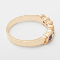 Britanci napravio je 10K ružičasti zlatni prirodni ametist Ženski vječni prsten - Opcije veličine -