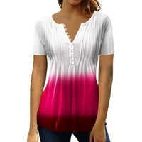 Umitay Ženska bluza za bluzu za bluzu Vintage Gradijent Ispis kratkih rukava Casual Basic Top Pulover