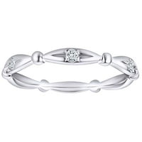 0. Karat Okrugli bijeli prirodni dijamantski vjenčani prsten 14K čvrsta bijela zlatna prstena veličine-8,5
