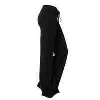 Kamummork PI Ženske hlače Plus Veličina za čišćenje Žene Vježbajte gamaše Stretch tipka za struku Pocket Yoga Teretana Loose hlače Crna