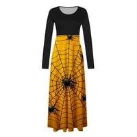 Olyvenn Žene Halloween Plaža Ležerne prilike Maxi Sundress Funny Spider Web House Dress Okrugla bluza