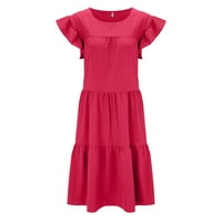 Dyfzdhu ljetne haljine za žene Ljetna casual haljina slatka slatka V mini haljina s džepom kratkih rukava