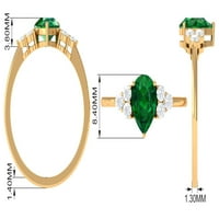 Pasijans je stvorio smaragdni prsten sa moissine za žene kruške - AAAA razreda, sterling srebrna, US