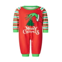 Božićne pidžame za obiteljski božićni crtani vrhovi dugih rukava i pletene hlače za spavanje