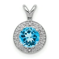 Carat u Karatsu sterling srebrni polirani finirani dijamantni dijamantni plavi topaz šarm privjesak