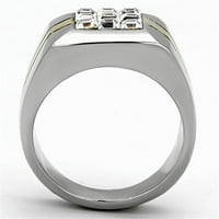 TK - dvotonski prsten od nehrđajućeg čelika od ip zlatnog čelika sa gornjim kristalom u jasnom veličini