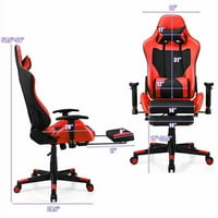 Gaming stolica sa nogom i ergonomskom lumbalnom masažnom jastuku PU kožna kancelarija Crvena
