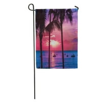 Šorovatni Luau Havaji Seascape Palms i jahte Pink plaža Sunset Vrt zastava Dekorativna zastava Kuća