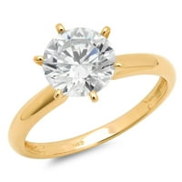 1CT okrugli rez Clear Moissine 18K žuti zlatni godišnjički angažman prsten veličine 7.5