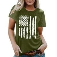 B91XZ Ženska majica za žene za žene Dnevna majica s kratkim rukavima, modna bluza 4th jula Odjeća Green