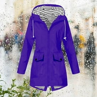 Xihbxyly Womens i jakne Vodootporna jakna Otvorena jakna s kapuljačom kišne jakne lagane jakna s dugim
