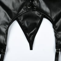 Ženska kožna donje rublje set izvrsno umjetno intimis Spavaće odjeće + gaćice, crni m