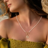Zlatna početna ogrlica za žene 14K pozlaćenog šesterokutne inicijalne privjeske biserne ogrlice za žene