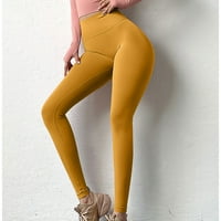 Odjeća za carinjenje ispod 10 dolara, čvrste hlače Mid struk labave duge hlače Yoga hlače žute 6