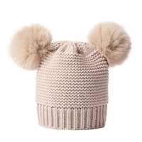Zimska djeca dječja slatka čvrsta pazina dvostruka kosa kugla topla djeca šeši vunena kapa