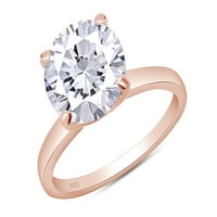 3. Karat Moissite Solitaire zaručni prsten za žene, vjenčani pojas Sterling srebro sa 18K ružom pozlaćenim
