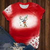 Božićno crveno vino staklo majica smiješna xmas majica za žene snježne pahuljice santa šešir s majicom