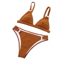 Efsteb Womens kupaći kosujci, bikini setovi za žene čišćenje Čvrsta boja Split kupališta Bikini visoki