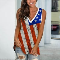 Dabuliu 4. jula vrhovi rezervoara za žene Crewneck Novelty Plus Veličina USA majica zastava bez rukava