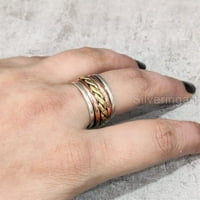 Spinner trake, boemski prsten, srebrni prsten, okretni prsten, tri tona, fidget prsten, ručno rađeni