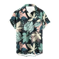 Muška povremena havajska košulja prema dolje Grafički print Kratki rukav Stylish Majica na plaži Plava Veličina XL