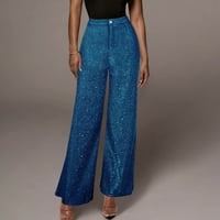 Ylioge ženske hlače u punoj dužini Glitter Bootcut Solid Boja visoki struk Comfy pantalone rastegnuti
