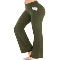 Bootcut joga hlače za žene sa džepovima široke noge Ženske pantalone Visoko strukne vježbe pantalone