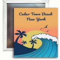 Cedar Town Beach New York Souvenir 2x3 Dizajn magnetnog vala sa magnetom