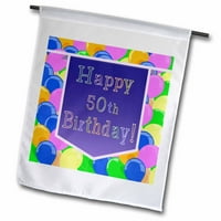 Baloni sa ljubičastim banerom Happy 50. rođendanska okućnica FL-173076-1