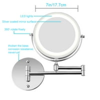 Zidno montiranje ogledalo, uvećava s dvije strane LED lampicani ogledalo za kupaonicu, 360 ° okretni,