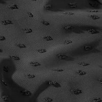 Ženski usjev kratkih rukava V izrez Swiss Dot šifonska bluza, crna, s